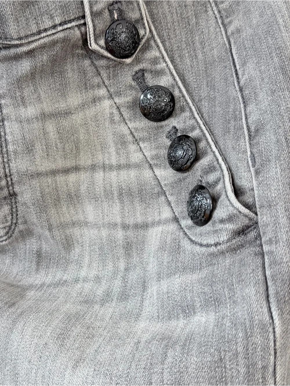 White House Black Market Gray Mariner Coin Jeans Trousers Wide Leg Soft Size 6 - Picture 9 of 15